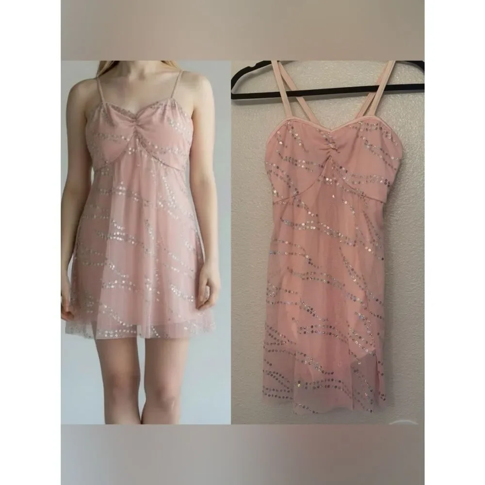Art Stone Dance Costume pink mesh slip dress lyrical 2380 LA-Large adult